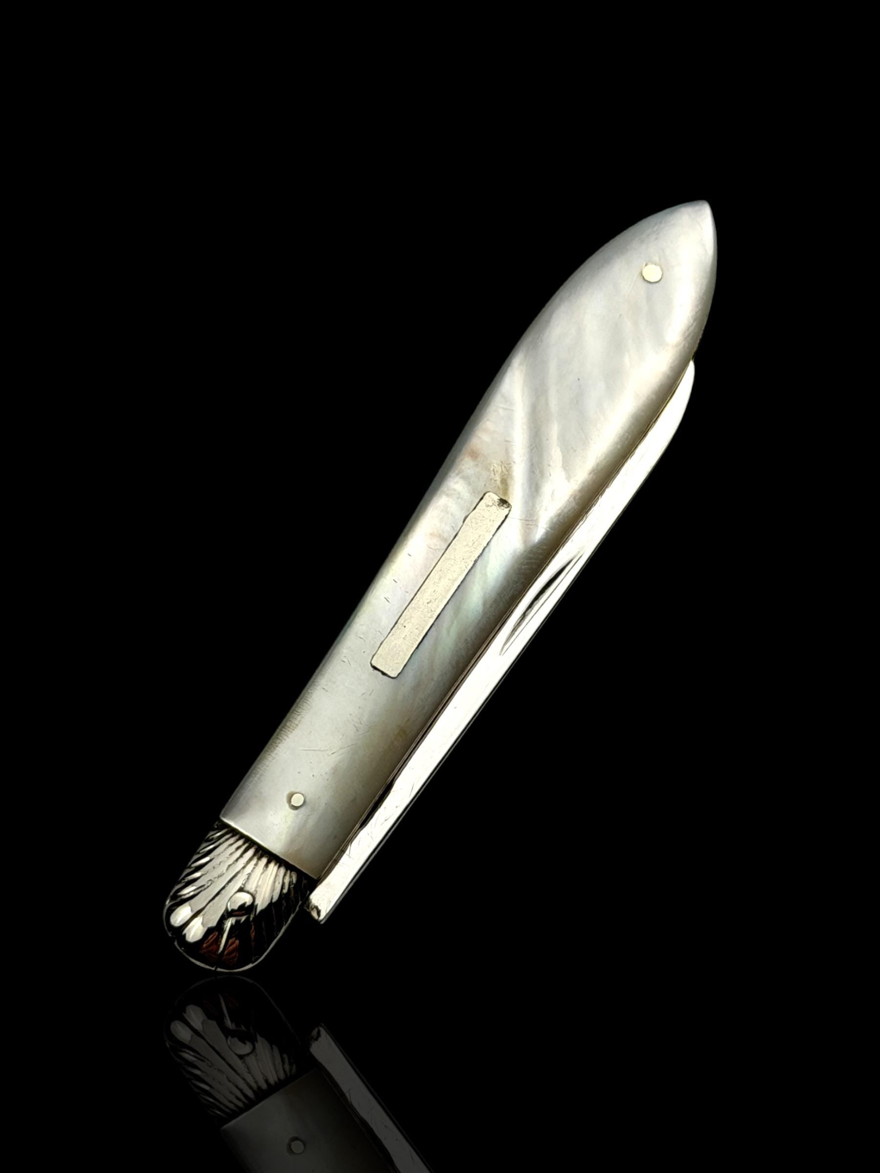 Antique Pocket Knife. 1906, Mother of Pearl and Sterling Silver.