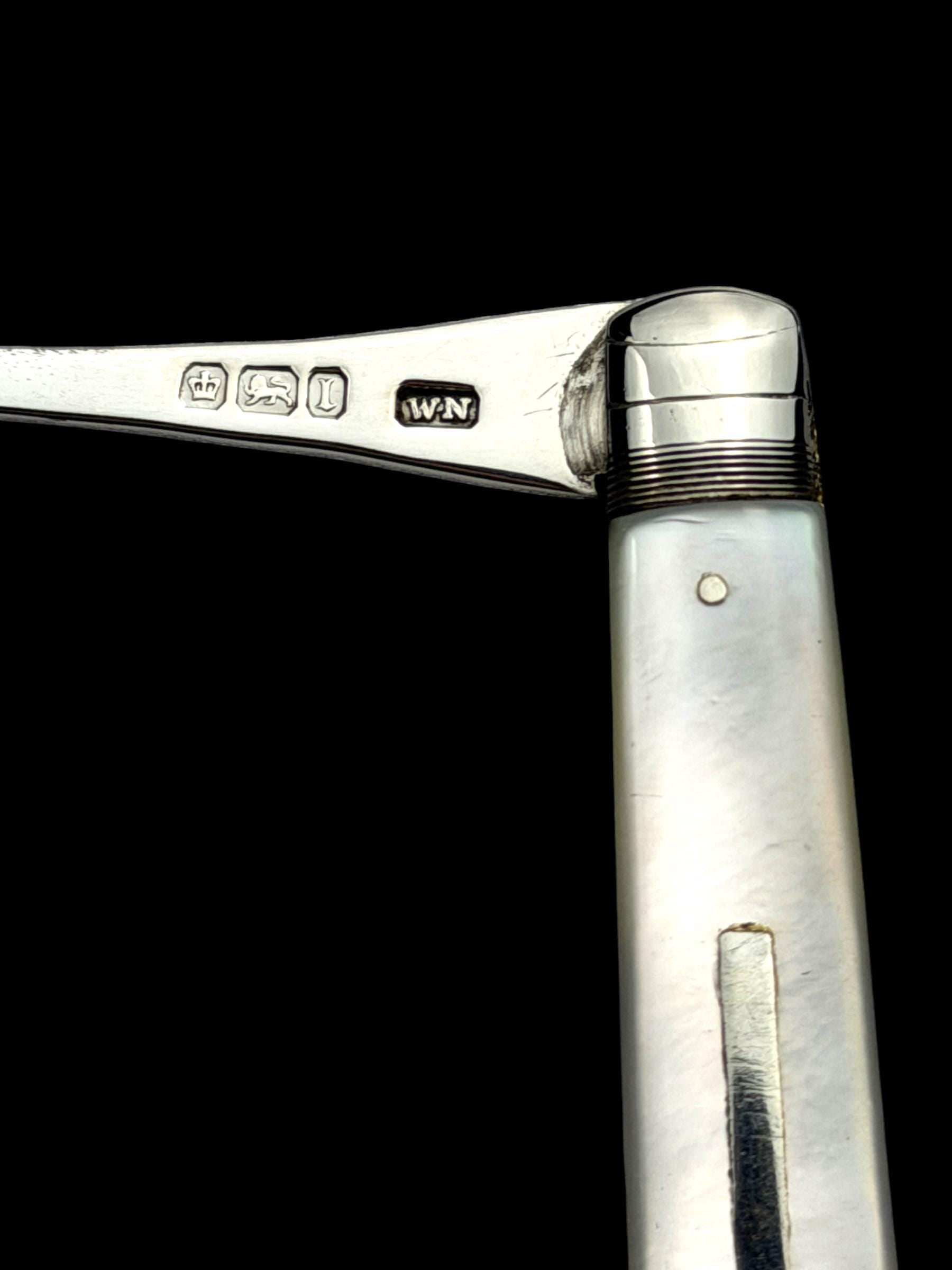Antique Button Hook. 1908, Mother of Pearl and Sterling Silver.