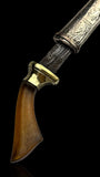 Antique Indian Horn-Handled Knife. Silver Sheath. Circa 1900.