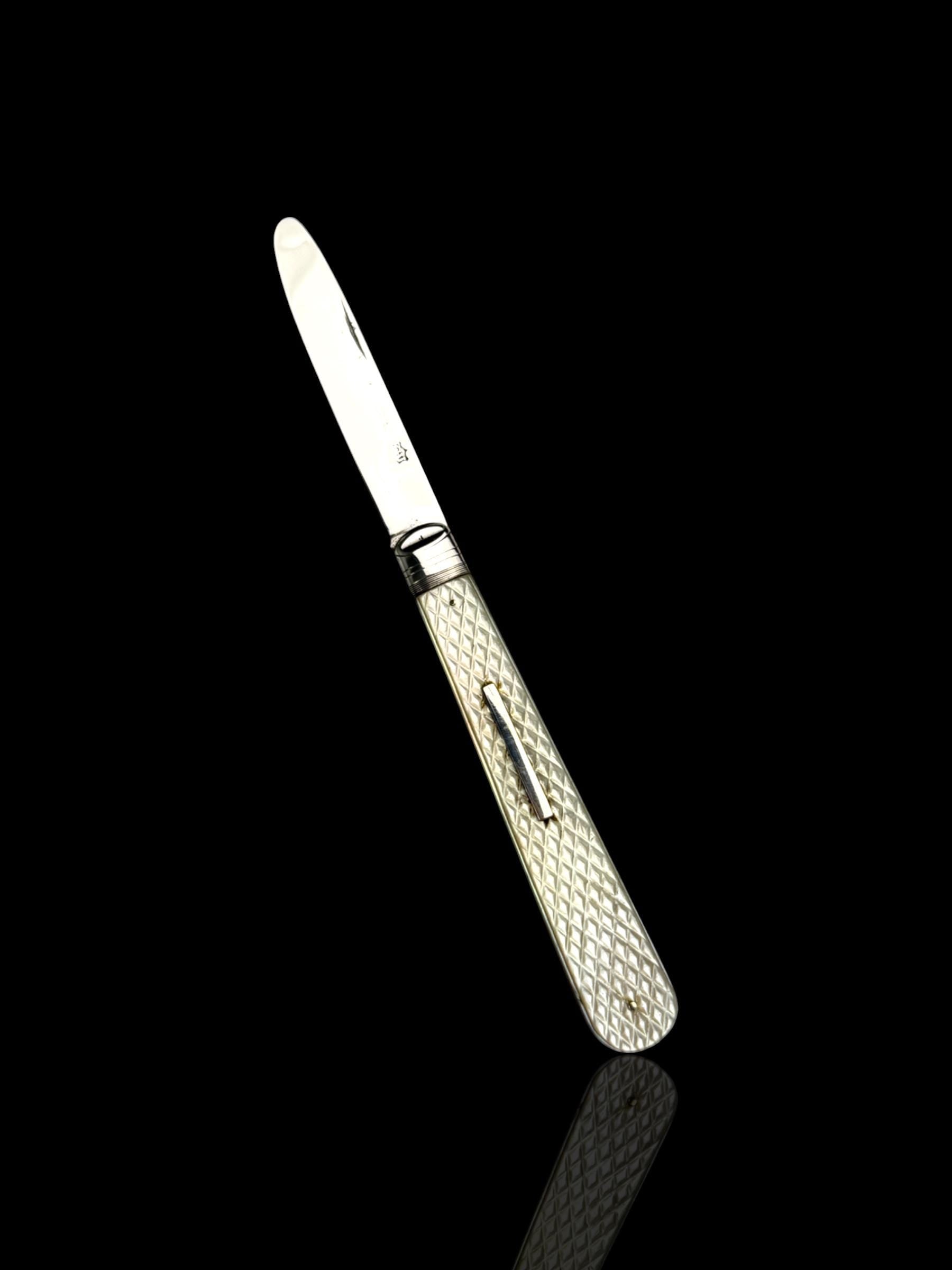 Antique Mother of Pearl Sterling Silver Pocket Knife: 19th Century, George Unite, England.