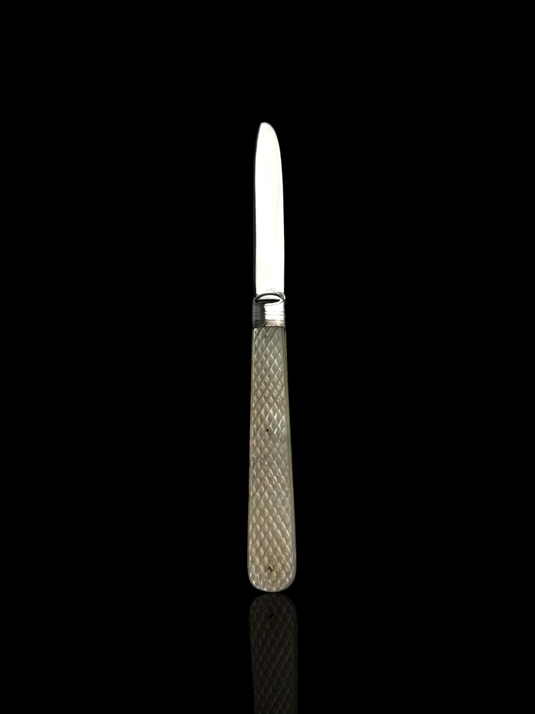 Antique Mother of Pearl Sterling Silver Pocket Knife: 19th Century, George Unite, England.