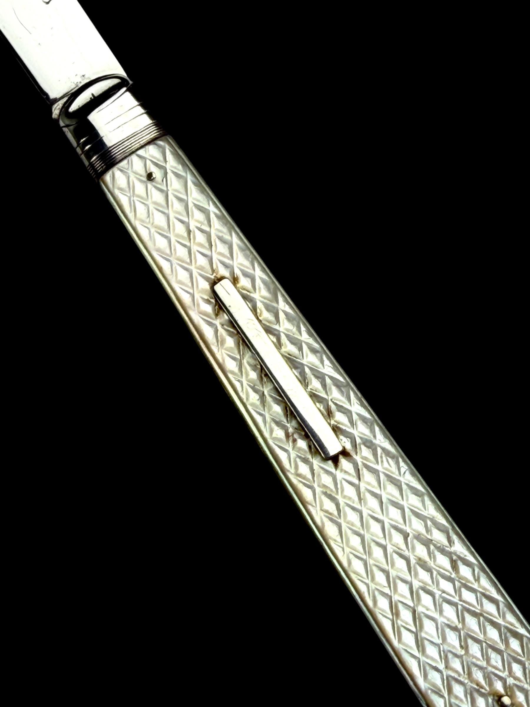 Antique Mother of Pearl Sterling Silver Pocket Knife: 19th Century, George Unite, England.
