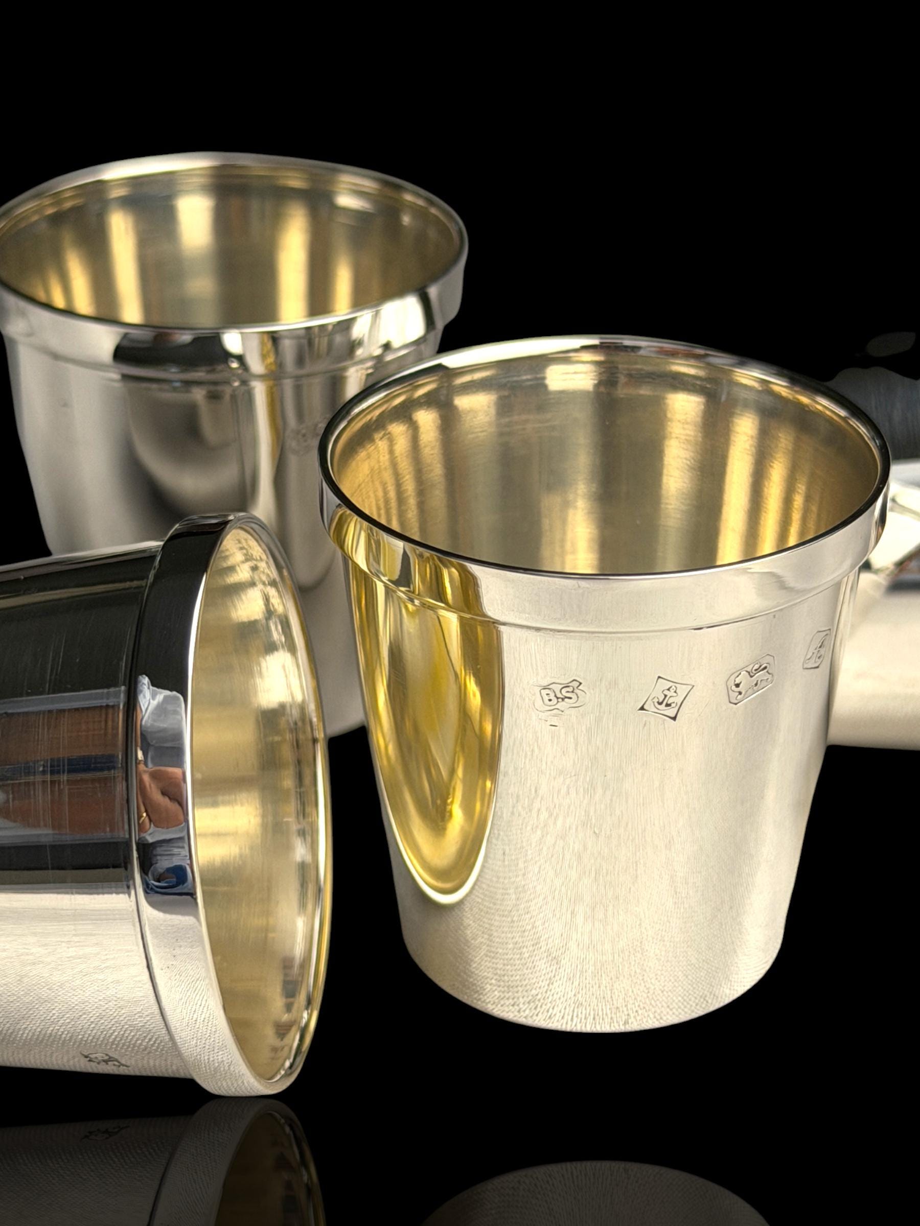Solid Sterling Silver Shot Glasses, 1975