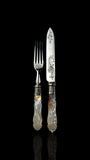 Cutlery Set. Mother of Pearl and Silver Plate. Circa 1900.