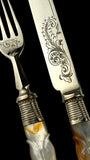 Cutlery Set. Mother of Pearl and Silver Plate. Circa 1900.