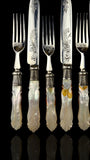 Cutlery Set. Mother of Pearl and Silver Plate. Circa 1900.