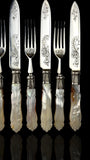 Cutlery Set. Mother of Pearl and Silver Plate. Circa 1900.