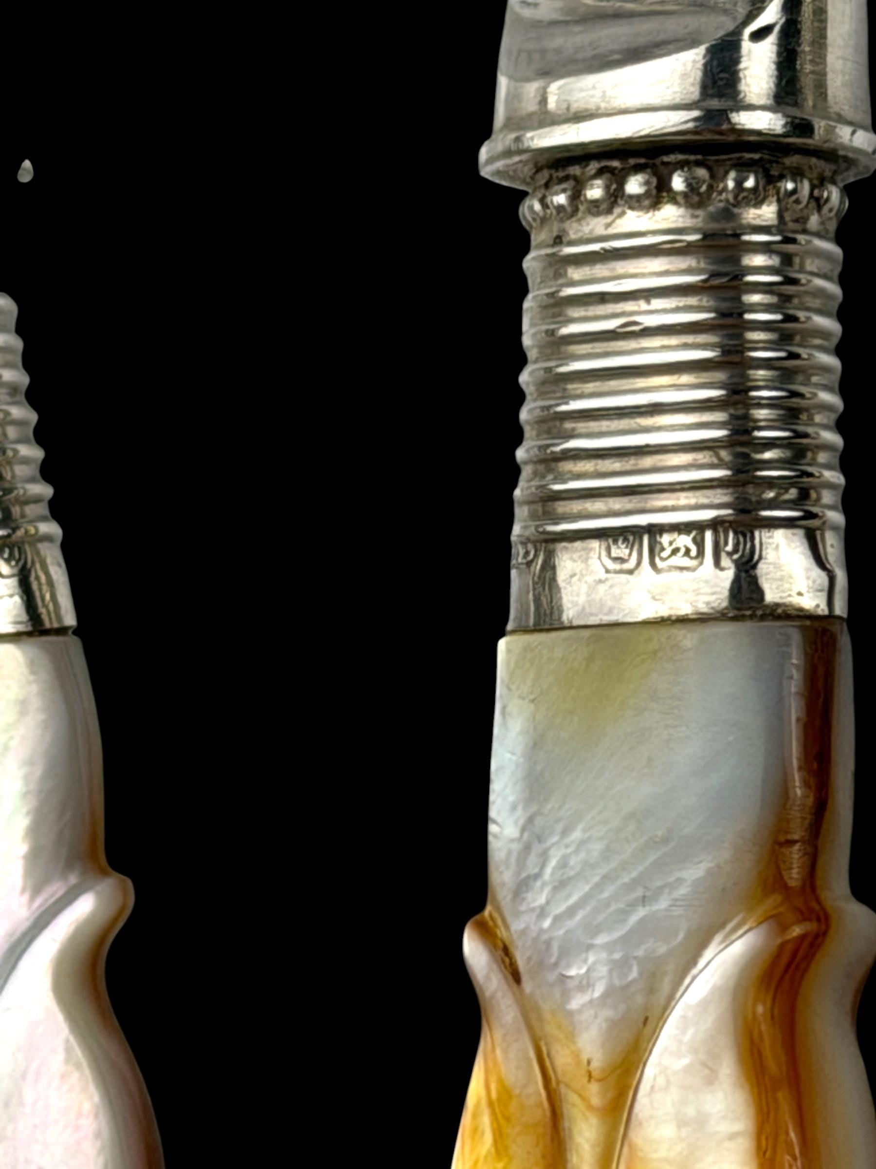 Cutlery Set. Mother of Pearl and Silver Plate. Circa 1900.