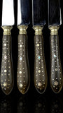 Antique French Ebony Knife Set. Ebony and Silver Plate. France, cira 1880-1910