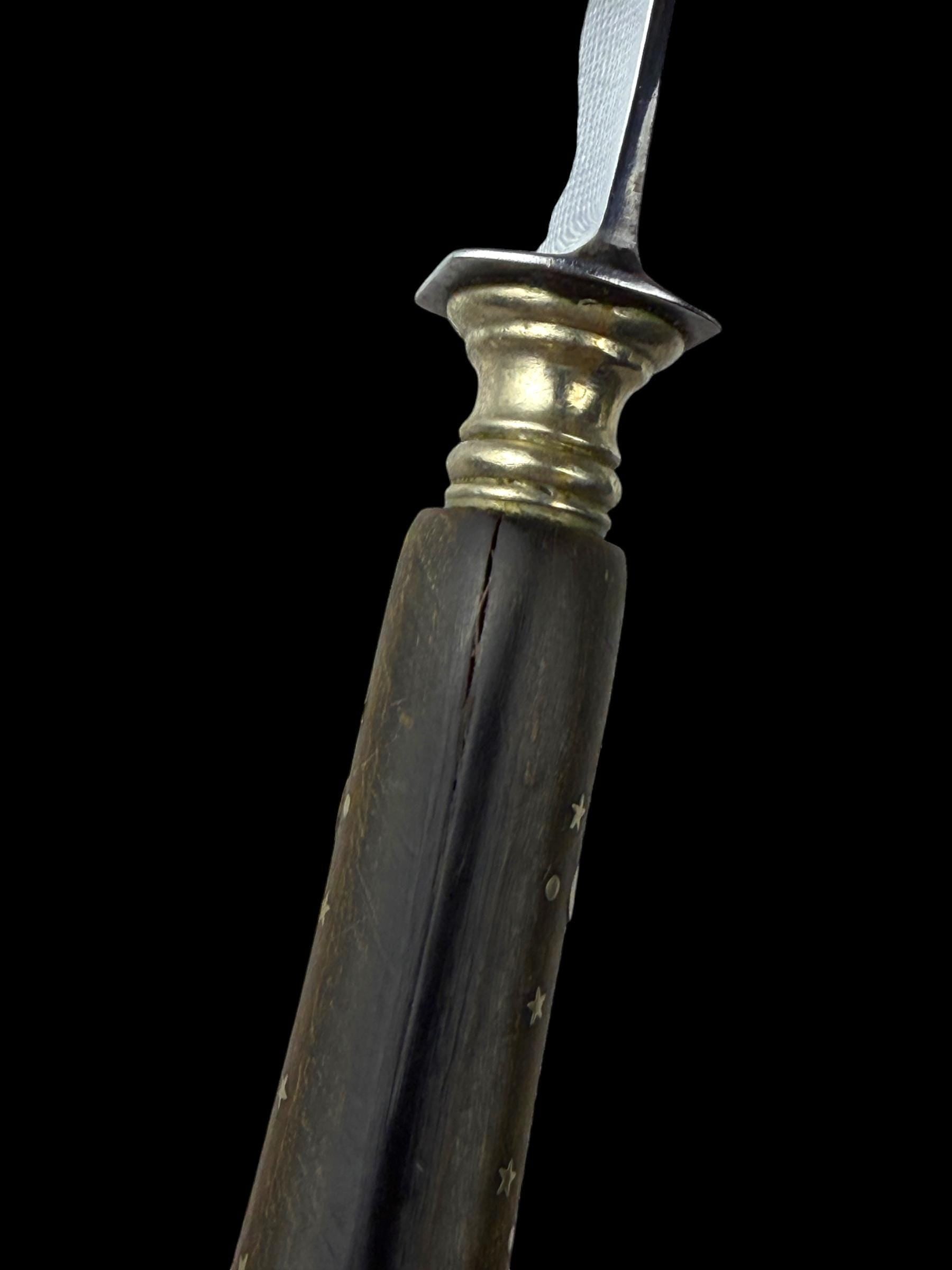 Antique French Ebony Knife Set. Ebony and Silver Plate. France, cira 1880-1910