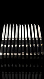 Antique French Ebony and Silver Knife Set. Circa 1830-50. Cased.