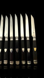 Antique French Ebony and Silver Knife Set. Circa 1830-50. Cased.