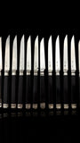 Antique French Ebony and Silver Knife Set. Circa 1830-50. Cased.