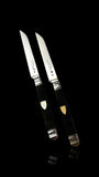 Antique French Ebony and Silver Knife Set. Circa 1830-50. Cased.