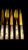 French Art Deco Cutlery Set. Gilt and Mother of Pearl. Cased.
