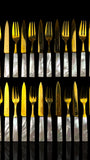 French Art Deco Cutlery Set. Gilt and Mother of Pearl. Cased.