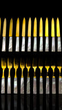 French Art Deco Cutlery Set. Gilt and Mother of Pearl. Cased.
