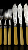 24pc Fish Cutlery Set in Impressive Presentation Case. Mother of Pearl and Silver Plate.