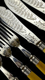 24pc Fish Cutlery Set in Impressive Presentation Case. Mother of Pearl and Silver Plate.