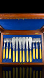 24pc Fish Cutlery Set in Impressive Presentation Case. Mother of Pearl and Silver Plate.