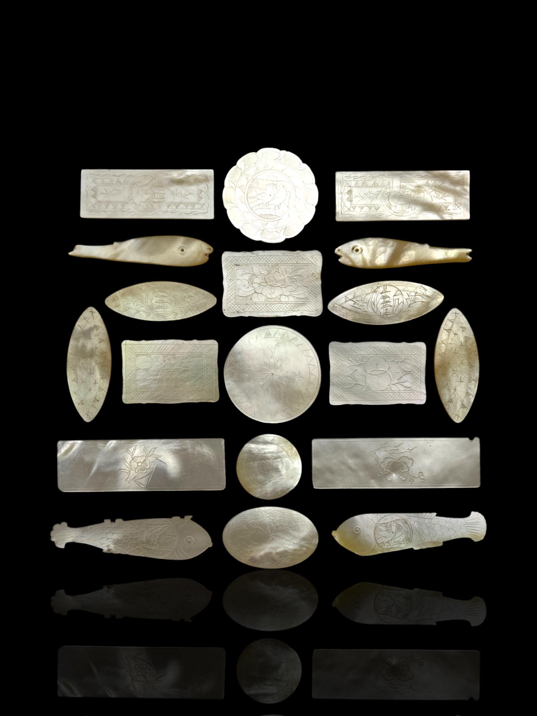 Antique Mother of Pearl Gaming Counters. 18th-19th Century.
