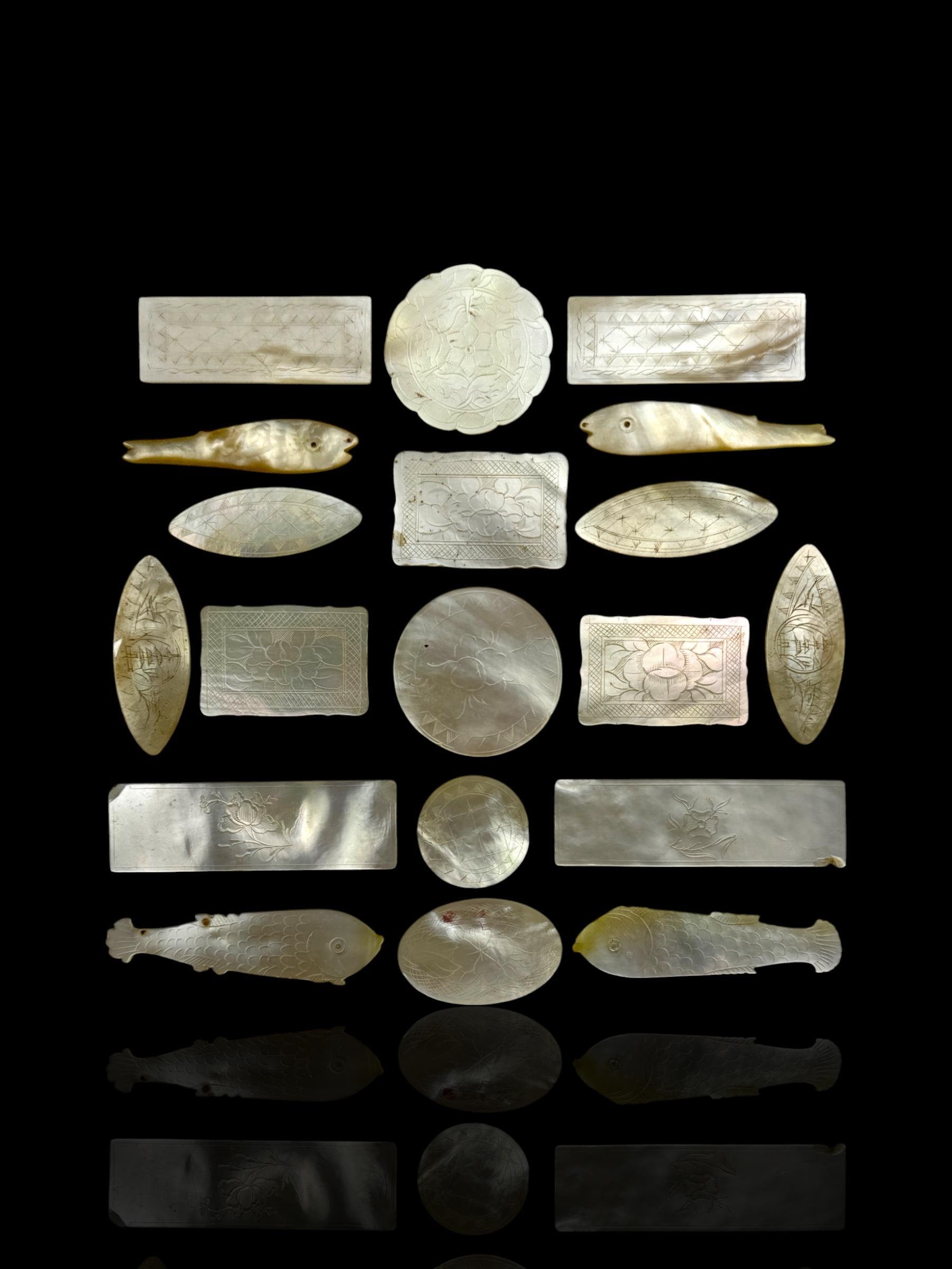 Antique Mother of Pearl Gaming Counters. 18th-19th Century.
