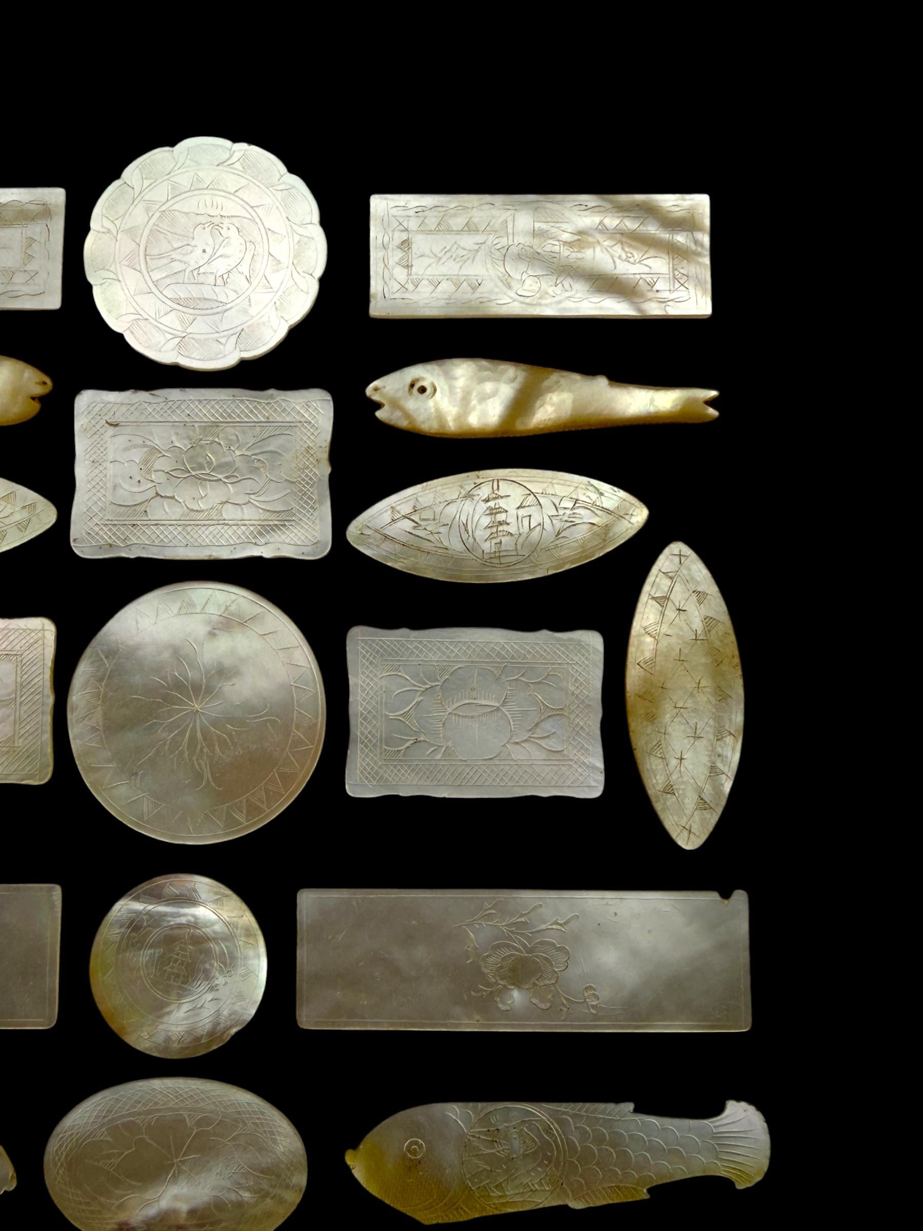 Antique Mother of Pearl Gaming Counters. 18th-19th Century.