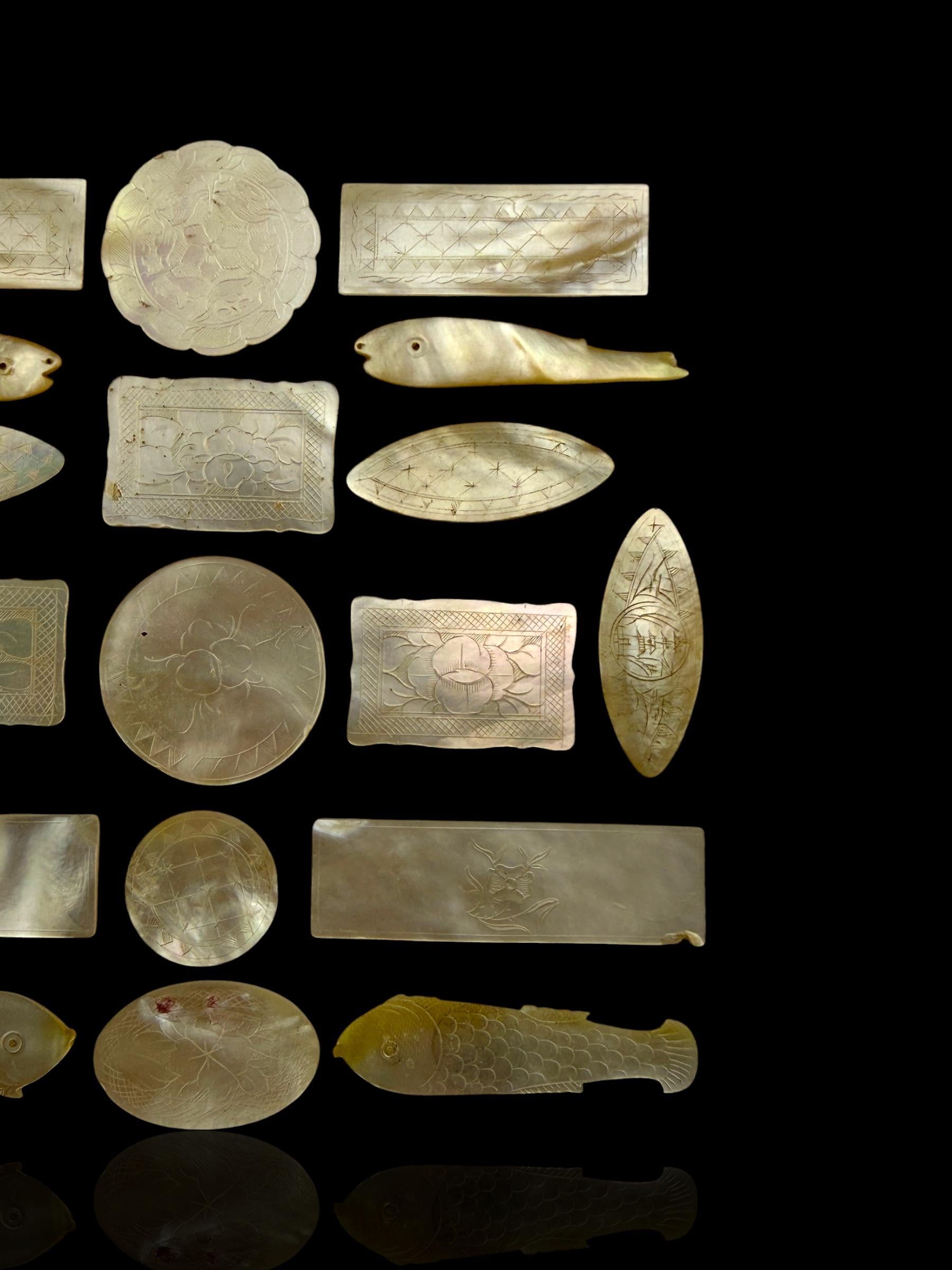 Antique Mother of Pearl Gaming Counters. 18th-19th Century.