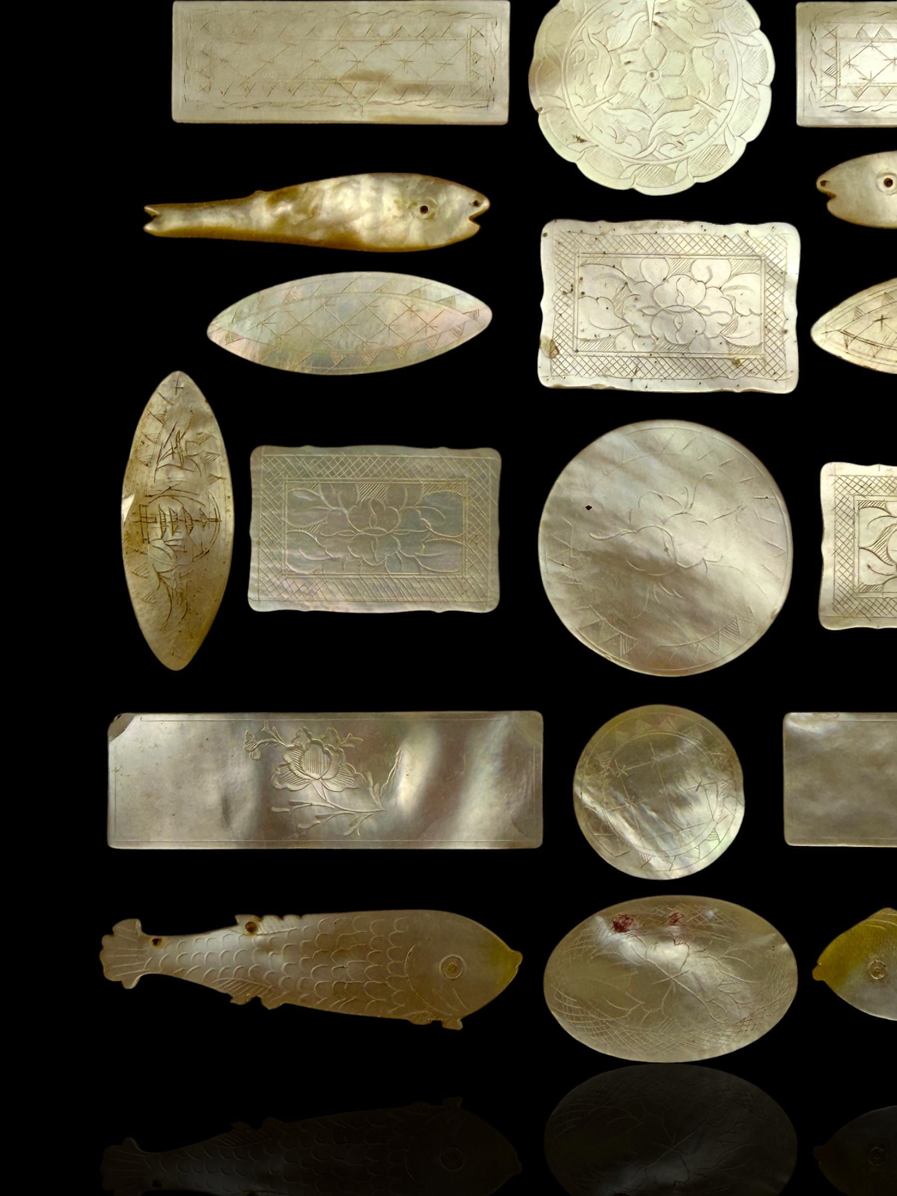 Antique Mother of Pearl Gaming Counters. 18th-19th Century.