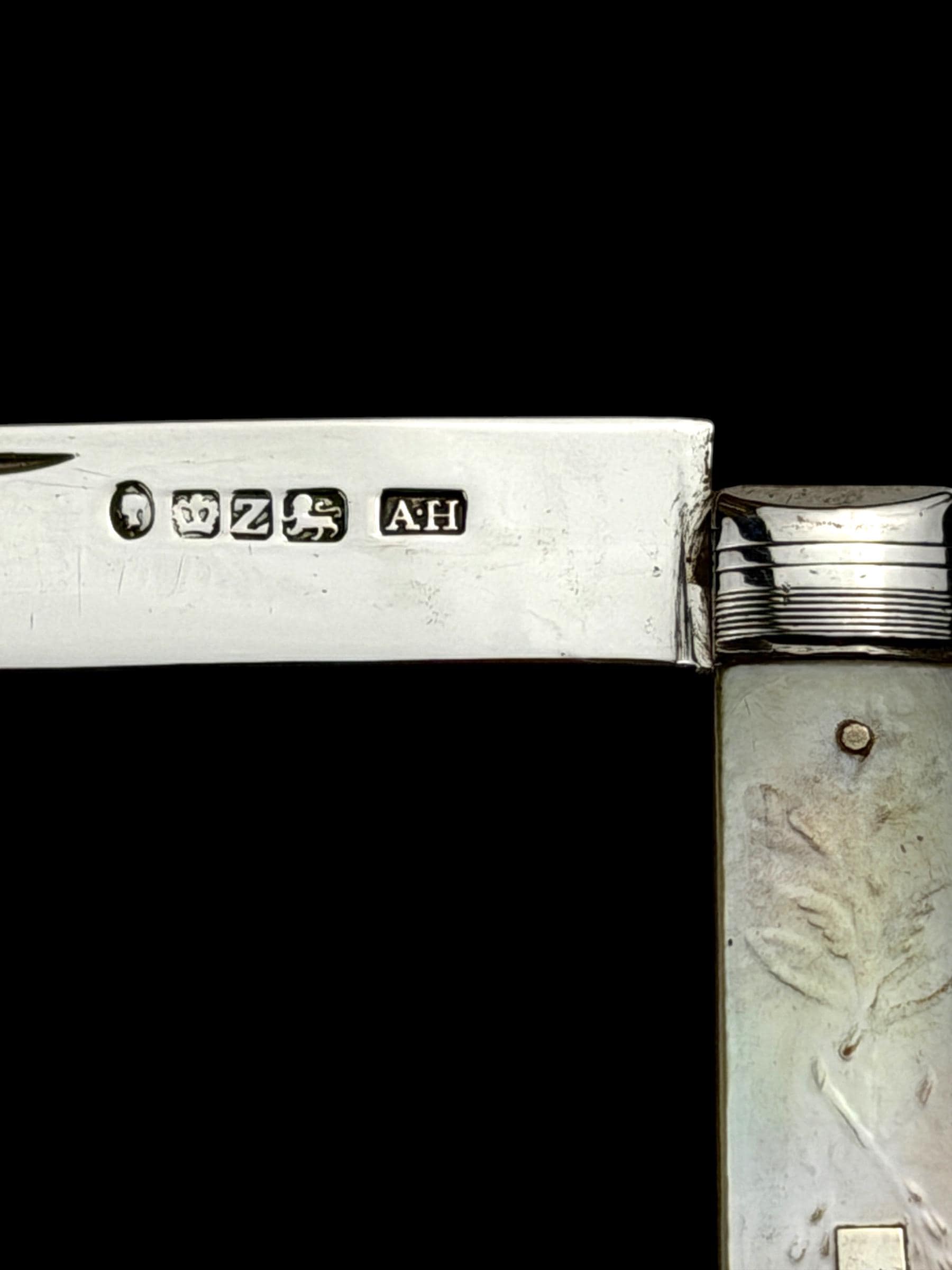 Antique Pocket Knife. 1843, Mother of Pearl and Sterling Silver.