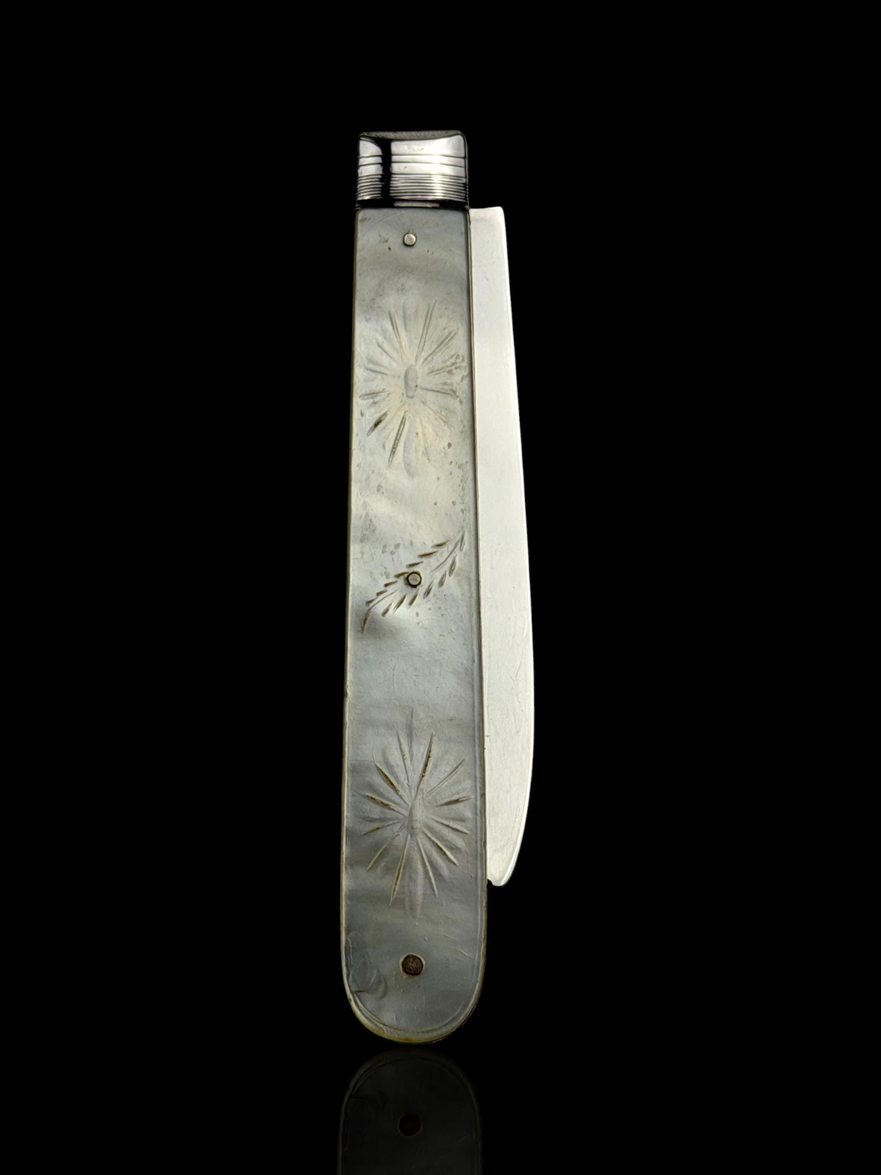 Antique Pocket Knife. 1843, Mother of Pearl and Sterling Silver.