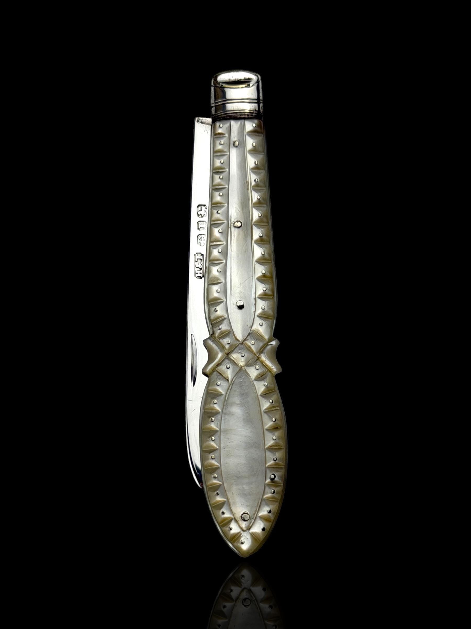 Antique Pocket Knife. 1891, Mother of Pearl and Sterling Silver.