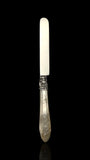 Antique Letter Opener or Butter Knife. 1867, Sterling Silver and MOther of Pearl. Cased.
