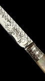 Antique Letter Opener or Butter Knife. 1902, Mother of Pearl and Sterling Silver. Cased.