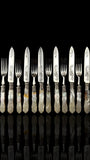 Cutlery Set. Mother of Pearl and Silver Plate. Circa 1900.