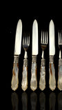 Cutlery Set. Mother of Pearl and Silver Plate. Circa 1900.
