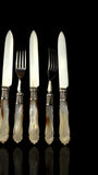 Cutlery Set. Mother of Pearl and Silver Plate. Circa 1900.