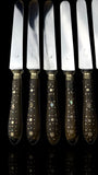 Antique French Ebony Knife Set. Ebony and Silver Plate. France, cira 1880-1910