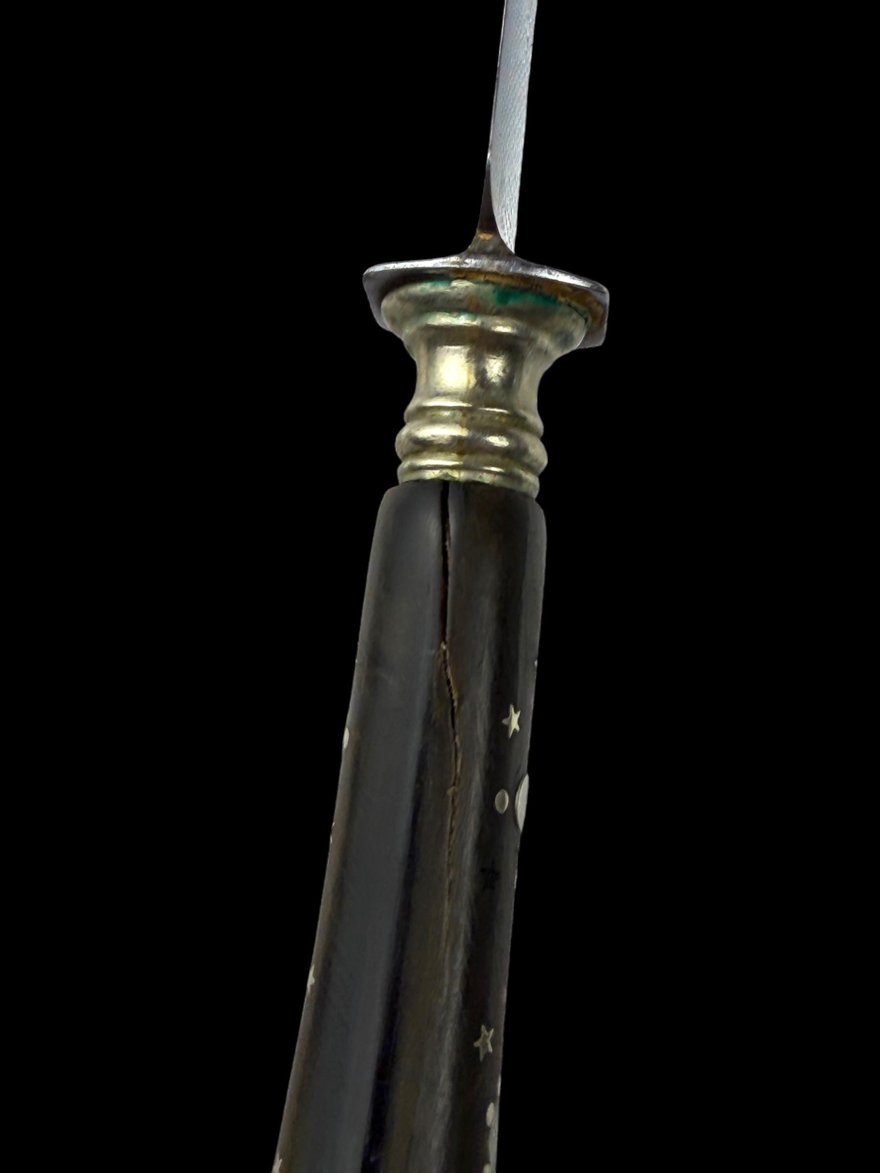 Antique French Ebony Knife Set. Ebony and Silver Plate. France, cira 1880-1910