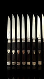 Antique French Ebony and Silver Knife Set. Circa 1830-50. Cased.