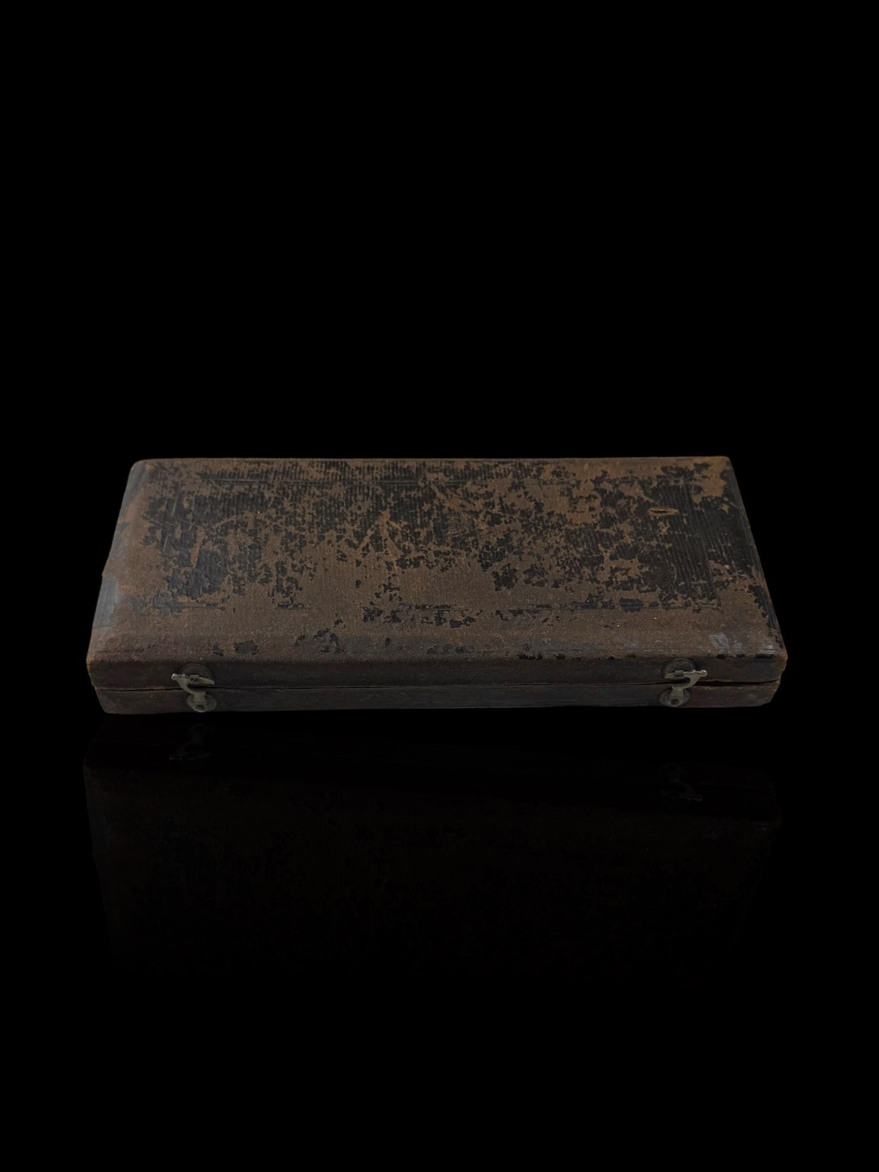 Antique French Ebony and Silver Knife Set. Circa 1830-50. Cased.