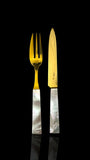 French Art Deco Cutlery Set. Gilt and Mother of Pearl. Cased.