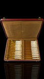 French Art Deco Cutlery Set. Gilt and Mother of Pearl. Cased.