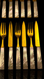 French Art Deco Cutlery Set. Gilt and Mother of Pearl. Cased.