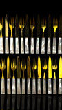 French Art Deco Cutlery Set. Gilt and Mother of Pearl. Cased.