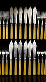 24pc Fish Cutlery Set in Impressive Presentation Case. Mother of Pearl and Silver Plate.