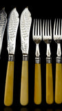 24pc Fish Cutlery Set in Impressive Presentation Case. Mother of Pearl and Silver Plate.