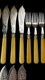 24pc Fish Cutlery Set in Impressive Presentation Case. Mother of Pearl and Silver Plate.