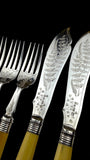 24pc Fish Cutlery Set in Impressive Presentation Case. Mother of Pearl and Silver Plate.