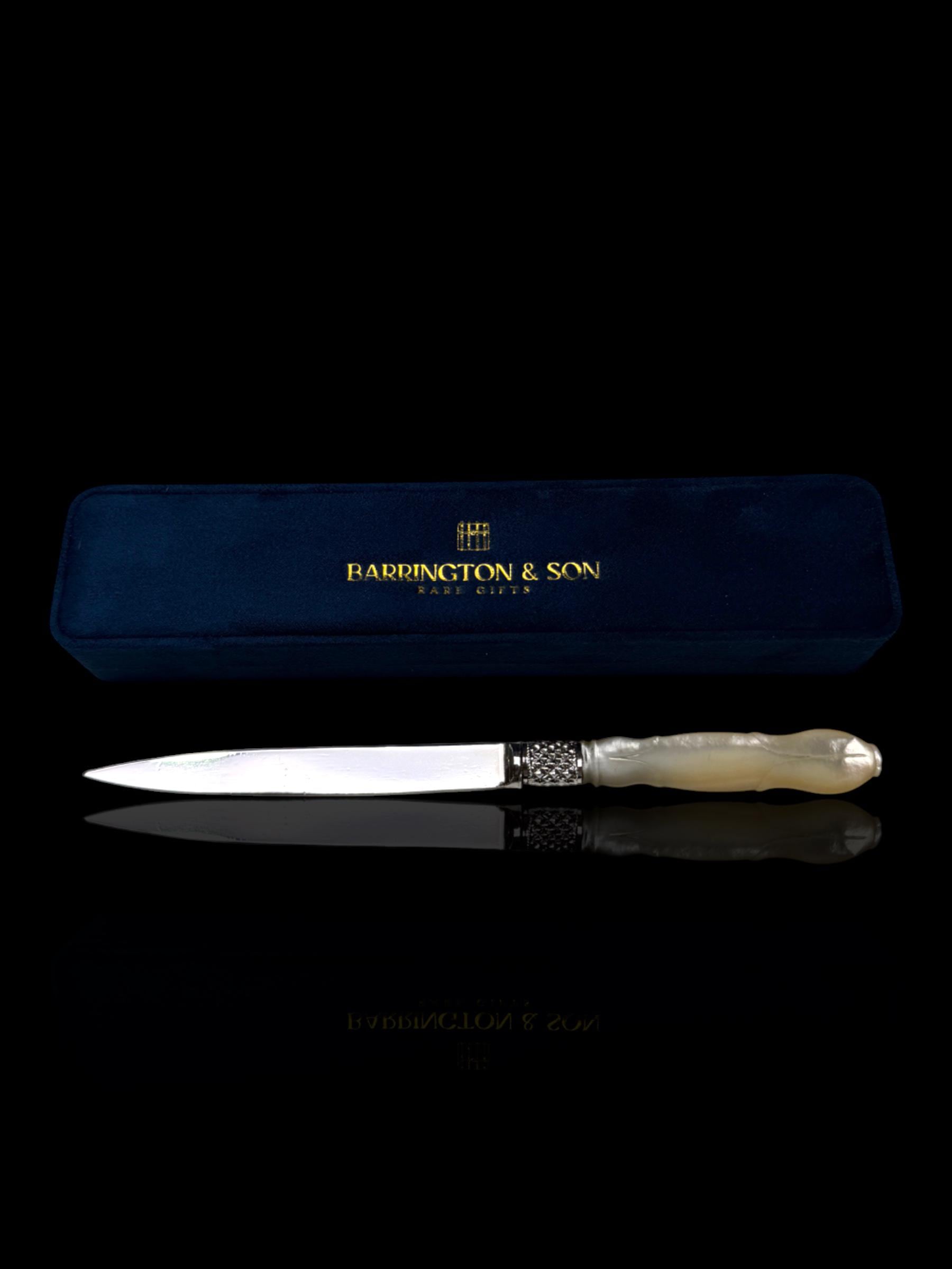 Antique Letter Opener. Sterling Silver and Mother of Pearl. 1809, England.